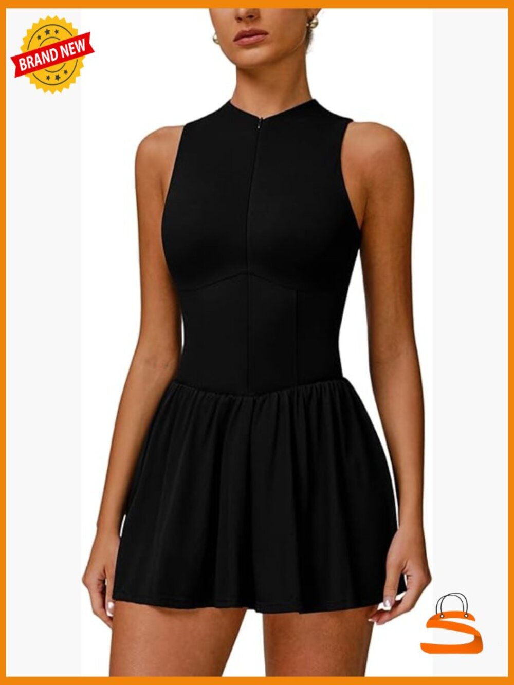 Tennis Dress with Built-in Shorts, Sleeveless Ruffle A-line, Activewear
